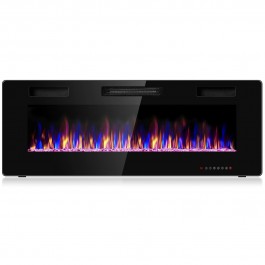 50 Inch Recessed Ultra Thin Electric Fireplace with Timer