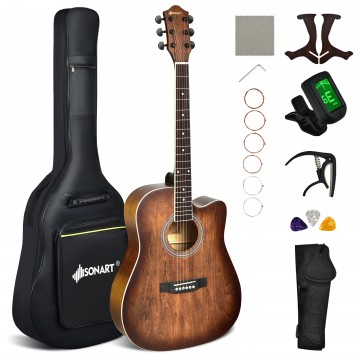 41 Inch Full Size Cutaway Acoustic Guitar Set for Beginner