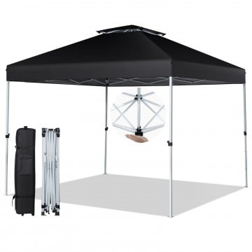 2-Tier 10 x 10 Feet Pop-up Canopy Tent with Wheeled Carry Bag