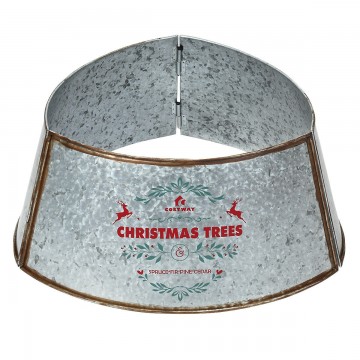 Galvanized Metal ChristmasTree Collar Skirt Ring Cover Decor