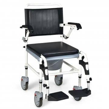 4-in-1 Bedside Commode Wheelchair with Detachable Bucket