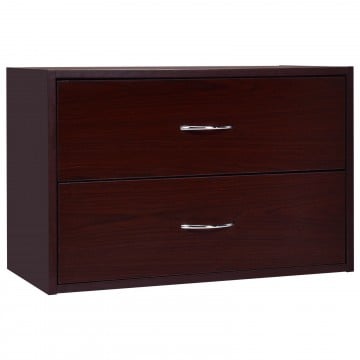 2-Drawer Retro Stackable Storage Cabinet with Handles