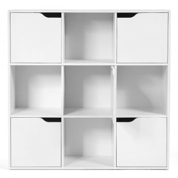 9-Cube Wooden Freestanding Bookcase for Home and Office