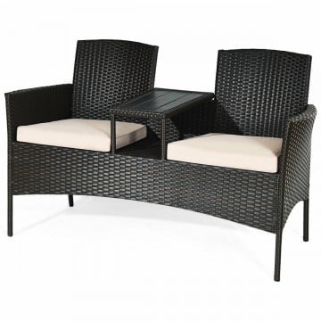 Patented Modern Patio Set with Built-in Coffee Table and Cushions