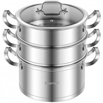3 Tier Stainless Steel Steamer Pot with Handle