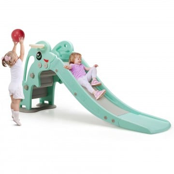 3-in-1 Kids Climber Slide Play Set  with Basketball Hoop and Ball