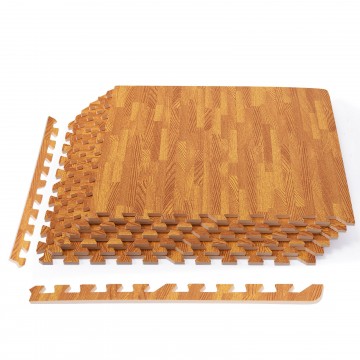 12 Pieces Wood Grain Interlocking Floor Mats