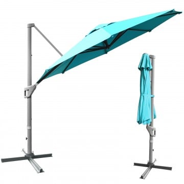 11 Feet Patio Offset Umbrella with 360° Rotation and Tilt System