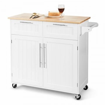 Kitchen Island Cart Rolling Storage Trolley with Towel Rack and Drawer