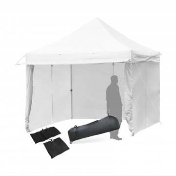 10 x 10 Feet Pop-up Gazebo with 5 Removable Zippered Sidewalls and Extended Awning