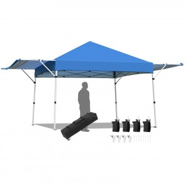 17 x 10 Feet Foldable Pop Up Canopy with Adjustable Dual Awnings