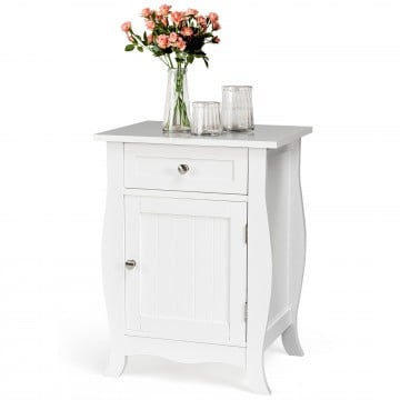 Wooden Accent End Table with Drawer Storage Cabinet Nightstand
