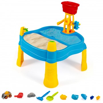 Kids Sand and Water Activity Table Sandbox with 18 Pieces Accessories