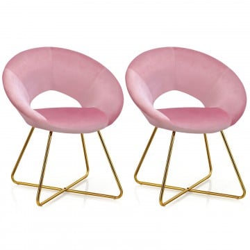 Set of 2 Comfy Cute Upholstered Vanity Desk Chair with Metal Legs