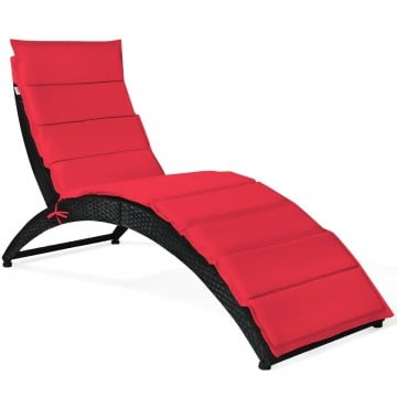 Foldable Patio Lounge Chair with Cushion for Backyard