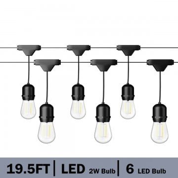 19.5 Feet LED Outdoor Waterproof Globe String Lights Bulbs