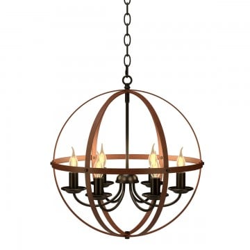 6-Light Orb Chandelier Rustic Vintage Ceiling Lamp