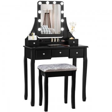 Vanity Table Set with Rectangular Mirror
