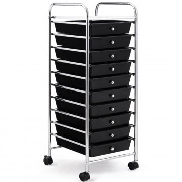 Rolling Storage Cart Organizer with 10 Compartments and 4 Universal Casters