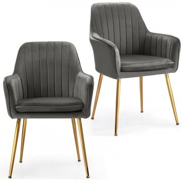 Set of 2 Modern Accent Chair with Removable Cushion and Metal Frame