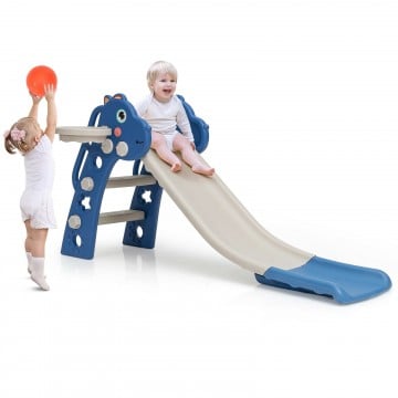 3-in-1 Kids Slide Baby Play Climber Slide Set with Basketball Hoop