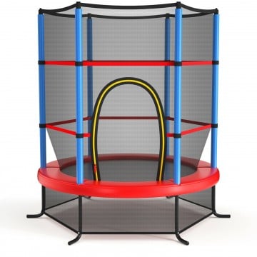 55 Inch Kids Recreational Trampoline Bouncing Jumping Mat with Enclosure Net