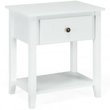 Nightstand with Drawer and Storage Shelf for Bedroom