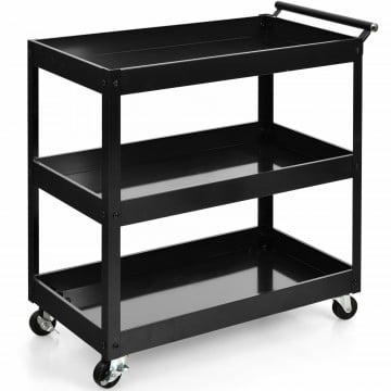 3-Tier Utility Cart with Steel Frame and Four Wheels