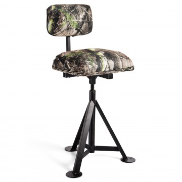 Swivel Hunting Chair Tripod Blind Stool with Detachable Backrest 