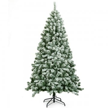 6 Feet Snow Flocked Artificial Christmas Tree Hinged with 928 Tips