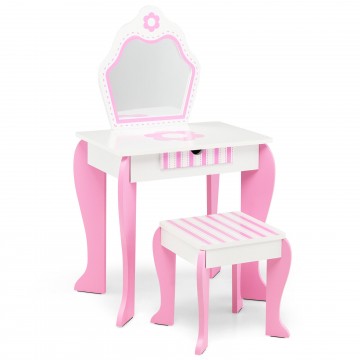 2-in-1 Toddler Vanity Set with Detachable Top and Cute Flower Patterns