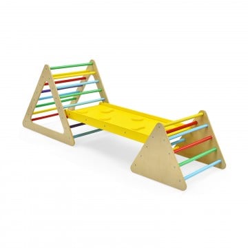 3 in 1 Wooden Set of 2 Triangle Climber with Ramp for Slid