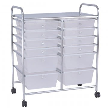 12-Drawer Rolling Storage Cart with Removable Drawers and Lockable Wheels