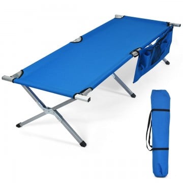 Folding Portable Camping Cot with Carrying Bag and Side Pockets