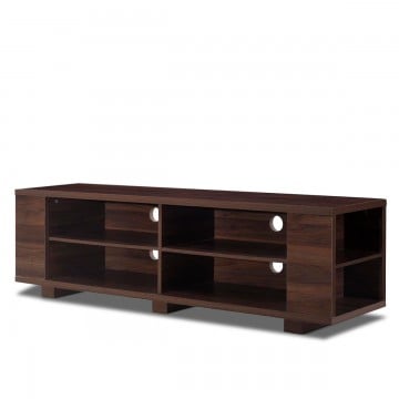 Wooden TV Stand with 8 Open Shelves for TVs up to 65 Inch Flat Screen