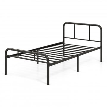 Twin Size Modern Metal Bed Frame with Curved Headboard and Footboard