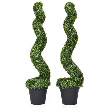 2 Pieces 4 Feet Artificial Boxwood Decoration Spiral Tree