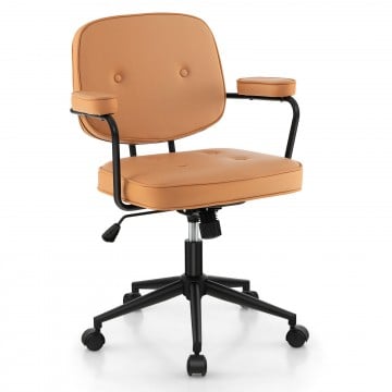 PU Leather Office Chair with Rocking Backrest and Ergonomic Armrest