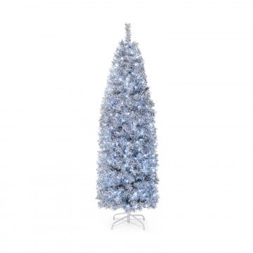 6/7 FT Pre-Lit Artificial Christmas Tree with Cool-White LED Lights Black and White