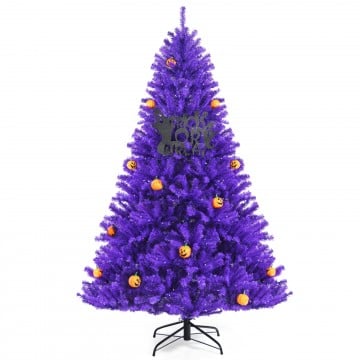 Artificial Halloween Tree with Orange Lights and Pumpkin Ornaments
