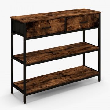 Console Table with Folding Fabric Drawers for Entryway