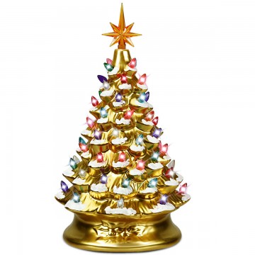 15 Inch Pre-Lit Hand-Painted Ceramic National Christmas Tree