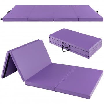 Folding Gymnastics Mat with Carry Handles and Sweatproof Detachable PU Leather Cover