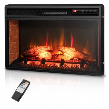 26 Inch Recessed and Freestanding Fireplace Heater with 3-Level Flame and 6H Timer