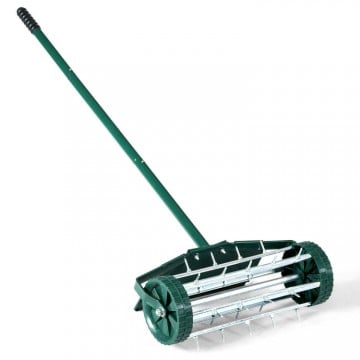18 Inch Rolling Lawn Aerator with Splash-Proof Fender for Garden