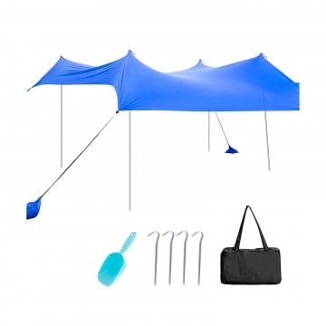 10 x 9 Feet Family Beach Tent Canopy Sunshade with 4 Poles