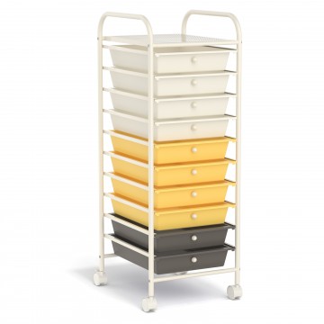 10 Drawer Rolling Storage Cart Organizer with 4 Universal Casters - Costway