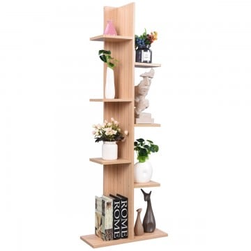 7-Tier Wooden Bookshelf with 8 Open Well-Arranged Shelves