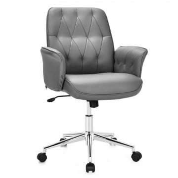 Modern Home Office Leisure Chair PU Leather Adjustable Swivel with Armrest