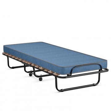 Portable Folding Bed with Memory Foam Mattress and Sturdy Metal Frame Made in Italy
